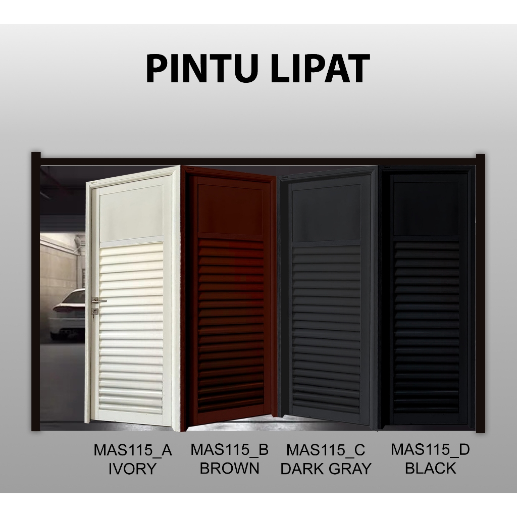 Pintu Lipat Garasi Aluminium 4 Daun 300 x 215 Pintu Rumah Utama Bisa Custom Ukuran MAS115 - MAHOTTAM