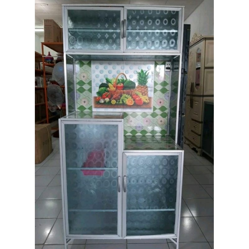 RAK PIRING 2 PINTU KACA KERAMIK + COLOKAN