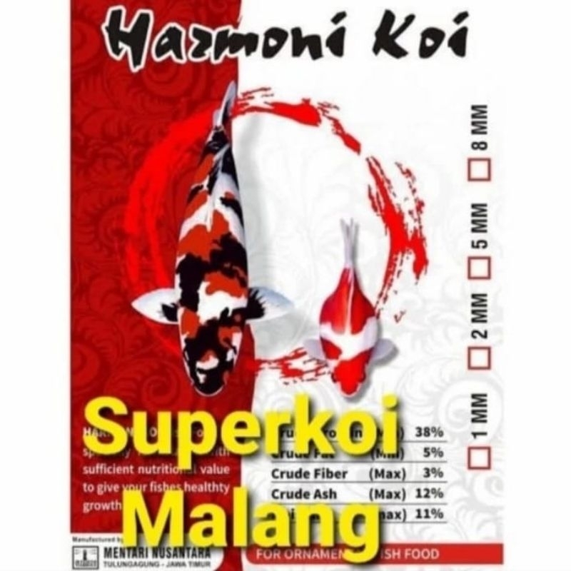 Harmoni Koi 10kg Pakan Koi Red Max warna Growth Ikan - Grow 8mm - Grow 2 mm Grow 5 mm