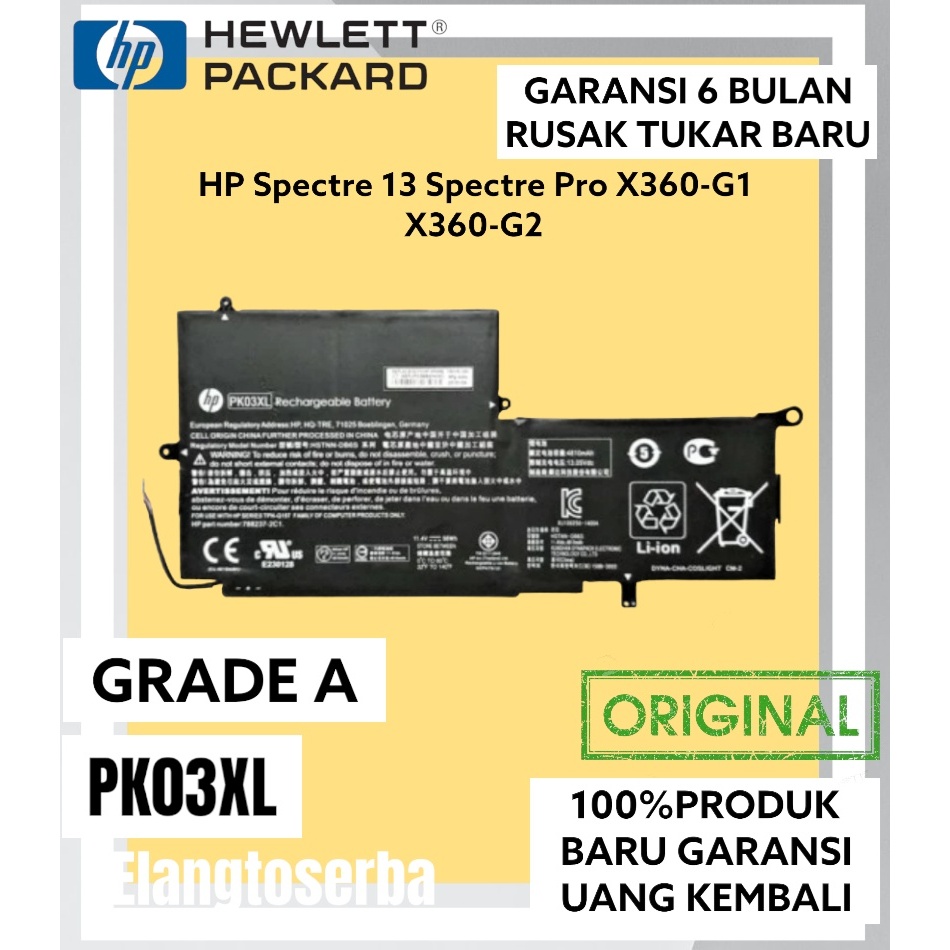 Baterai HP Spectre 13 Spectre Pro X360-G1 X360-G2 PK03XL Original