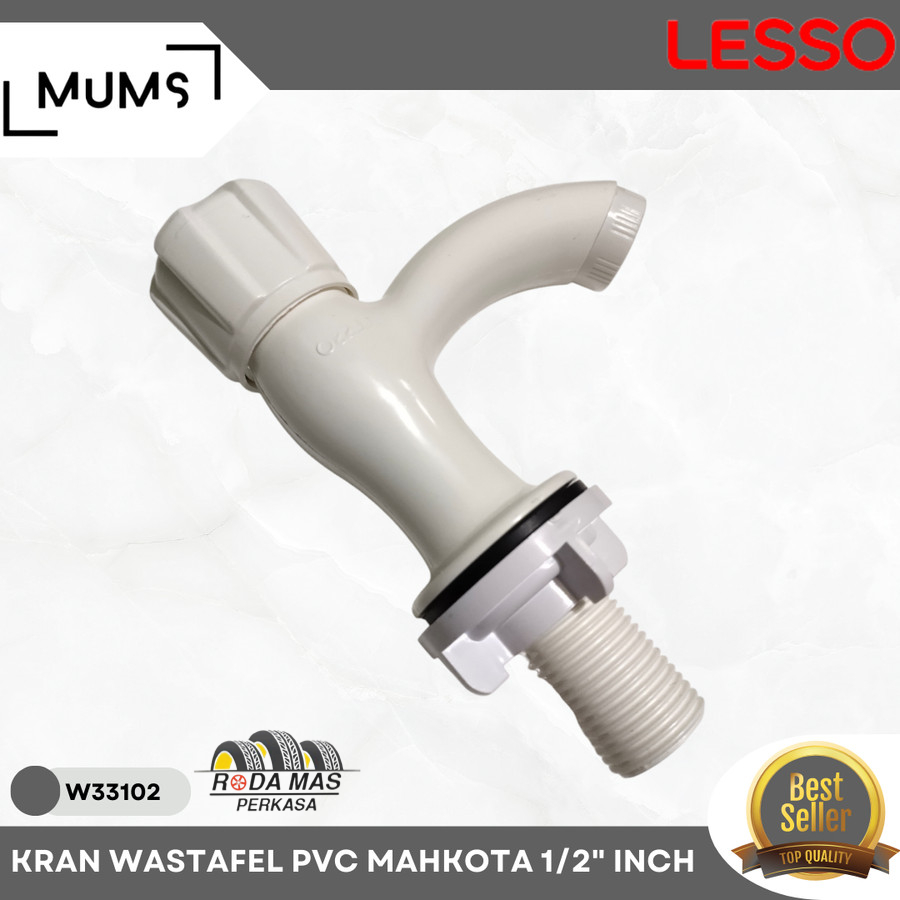 Kran Wastafel Mahkota Pvc Lesso 1/2" Inch Keran Air Plastik Bagus Awet Kran Angsa Basin Faucet Kran 