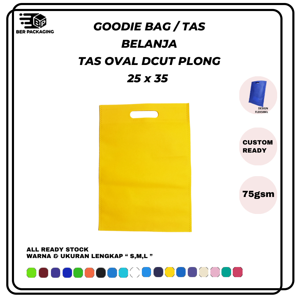

Goodie Bag 25 x 35 Oval Tote Bag Tas Kain Souvenir Hampers Tas Spunbond - Pcs