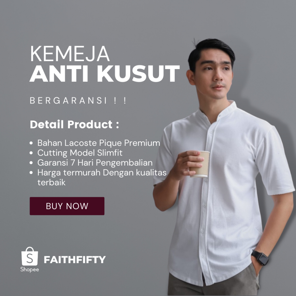 Kemeja Lengan Pendek Casual Polos Pria Cowo Laki Laki Slimfit Baju koko Muslim Basic Besic Lengan pe