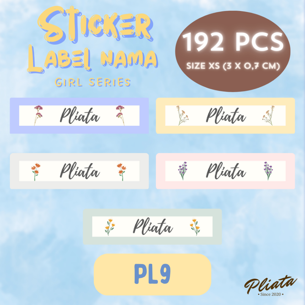 

(PL9) LABEL NAMA Stiker Waterproof - PLIATA Sticker Label Custom Nama