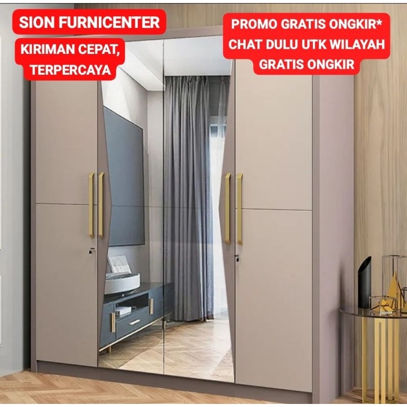 lemari pakaian 4 pintu mewah tebal / lemari pakaian 4pintu / lemari baju 4 pintu kualitas bagus / le