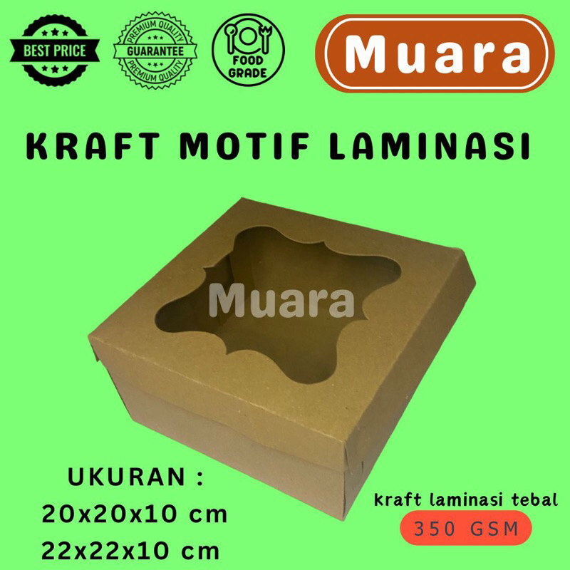 

Dos Kraft Window Motif Laminasi Tinggi 10Cm / Kardus Kotak Box Kue Hampers Souvenir Kraft