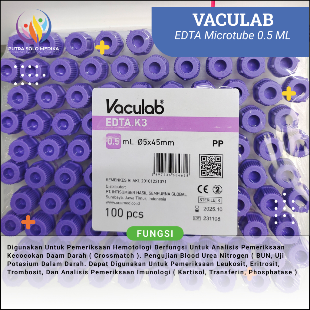 Apotik_Nugroho Micrototube Edta 0.5 Ml Tabung Darah K3 Edta 0.5 Ml Blood Collection Tube Tabung Edta
