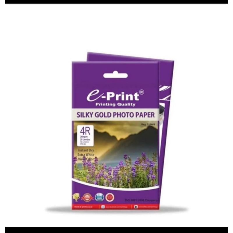 

kertas foto e print 4R silky glod isi 20 lembar/foto 4r silky doff