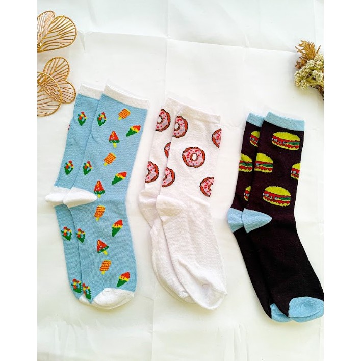 Sokes Kaos Kaki Motif Makanan