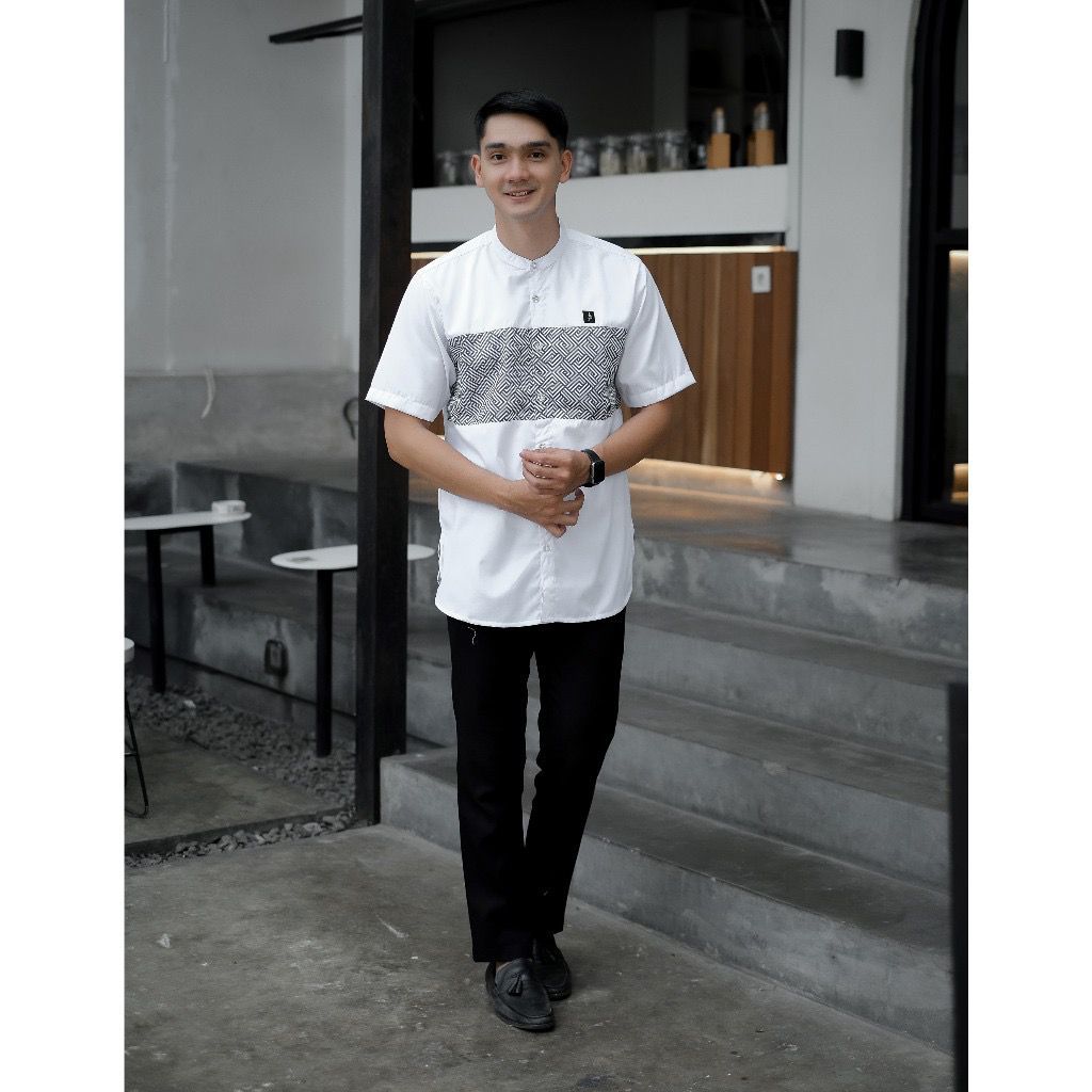 Koko Motif Kombinasi Batik Alanza Lengan Pendek Premium