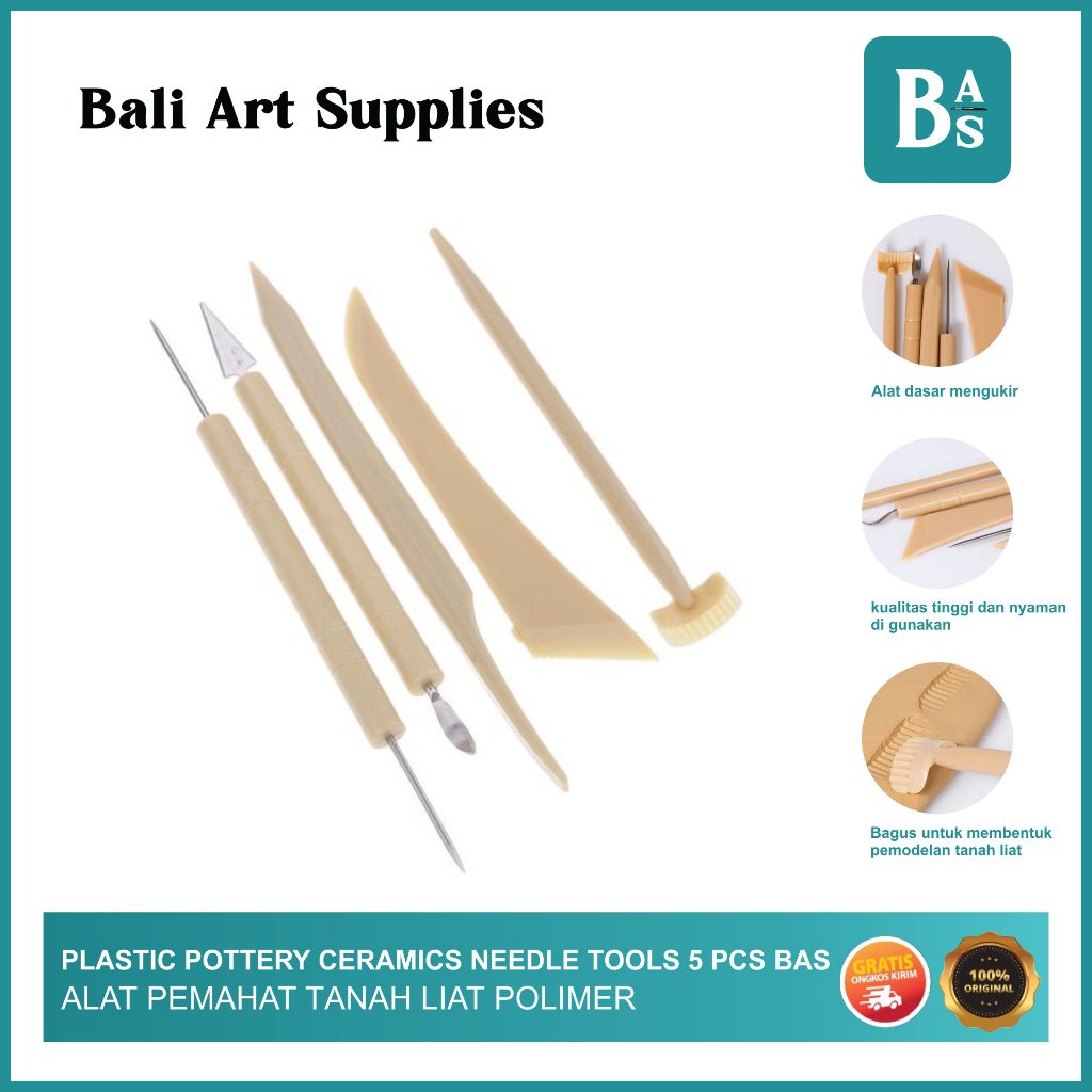 

Bali Art Supplies - Plastic Pottery Ceramics Needle Tools 5pcs - Alat Ukir Clay Tanah Liat