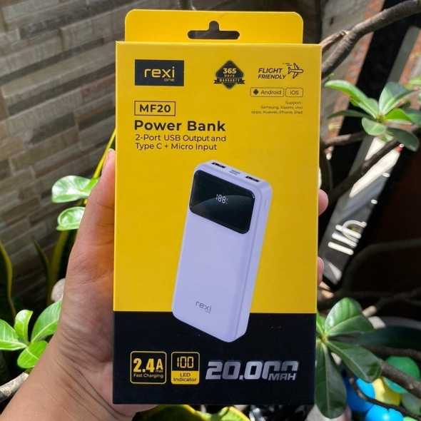 REXI MF20 Powerbank 20.000 mAh with LED Indicator Fast Charging