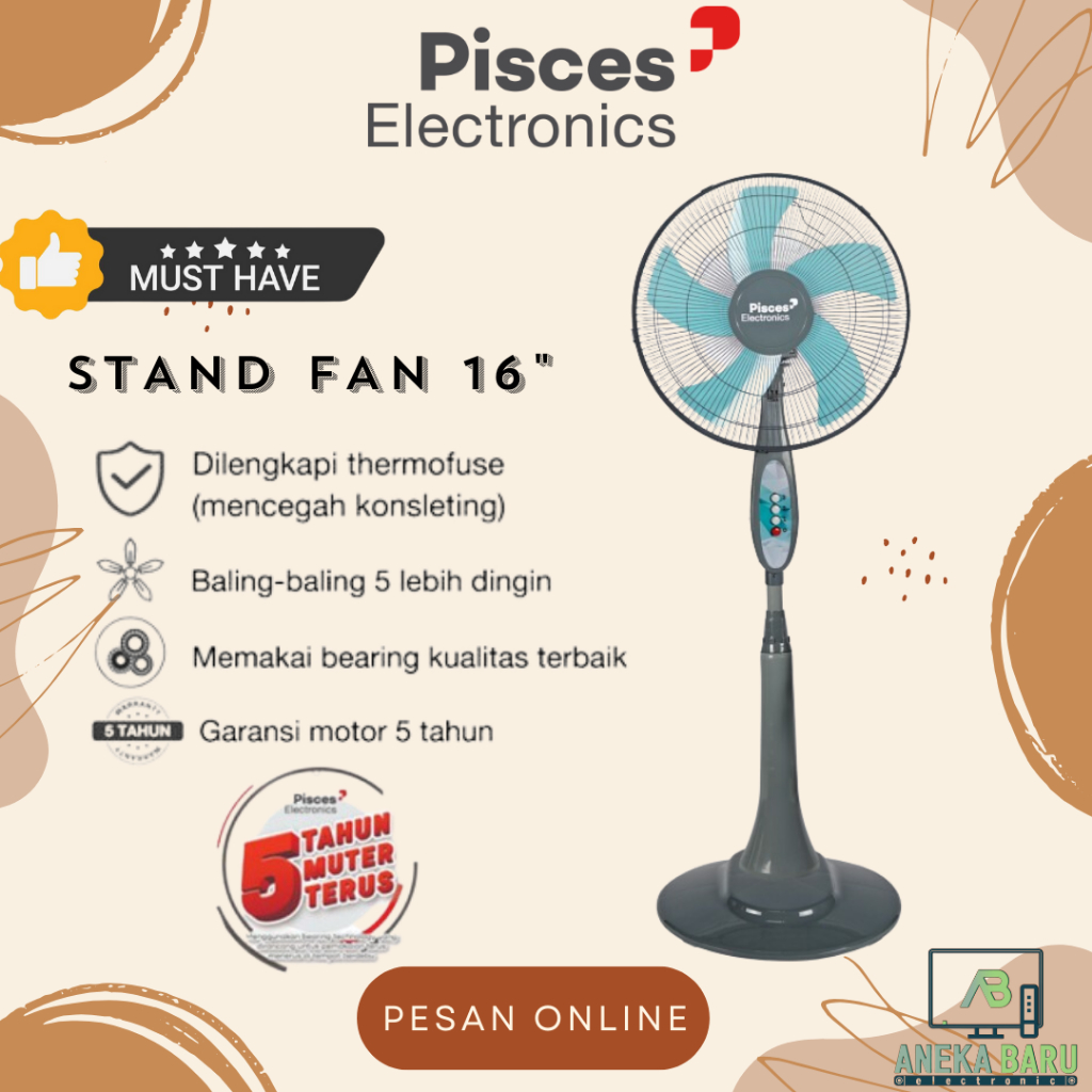 [READY & COD] Pisces Stand Fan + Pemberat Bearing SF-1616PRO / 1616PRO / SF 1616 PRO