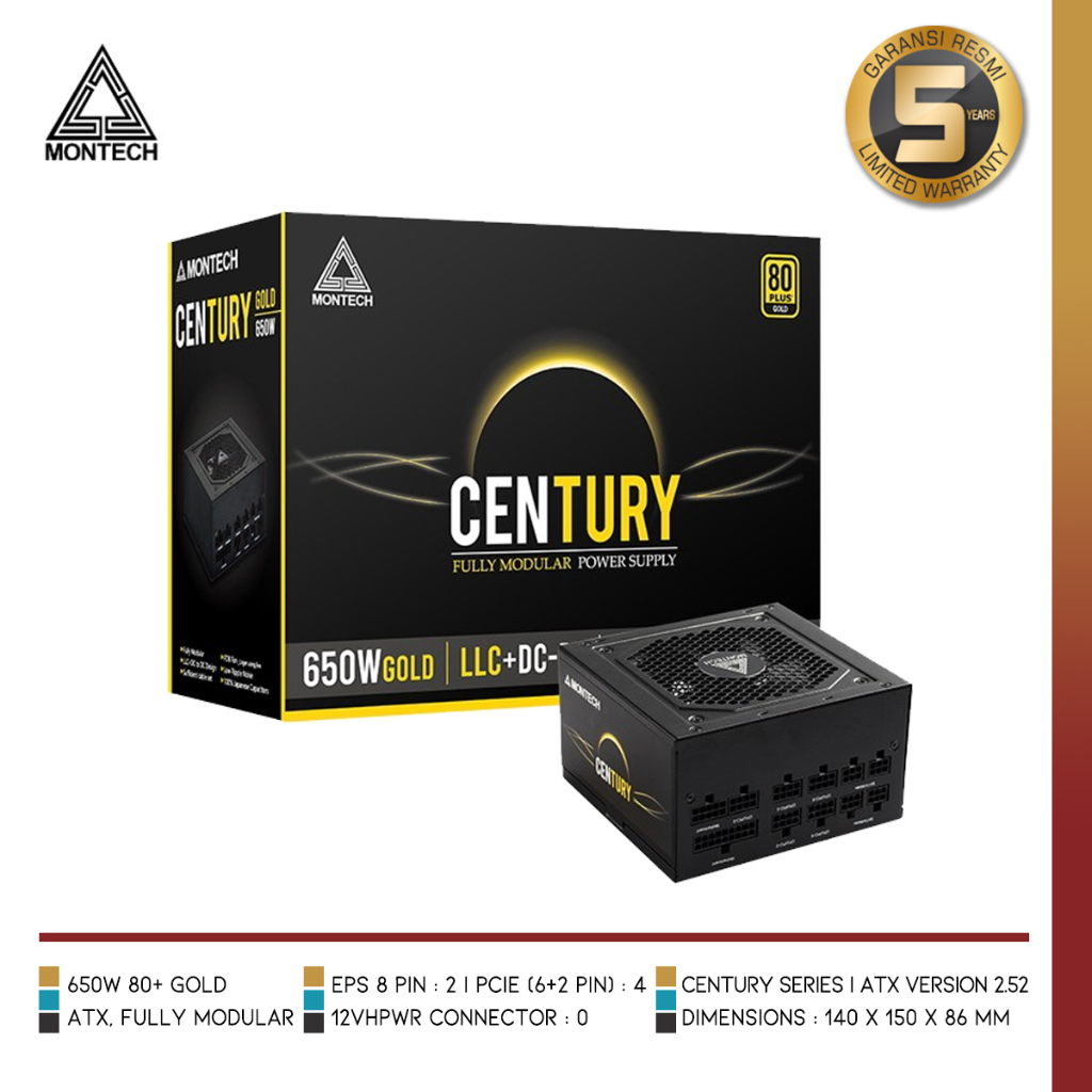 MONTECH CENTURY 650 Gold | PSU 650W 80+ Gold Fully Modular