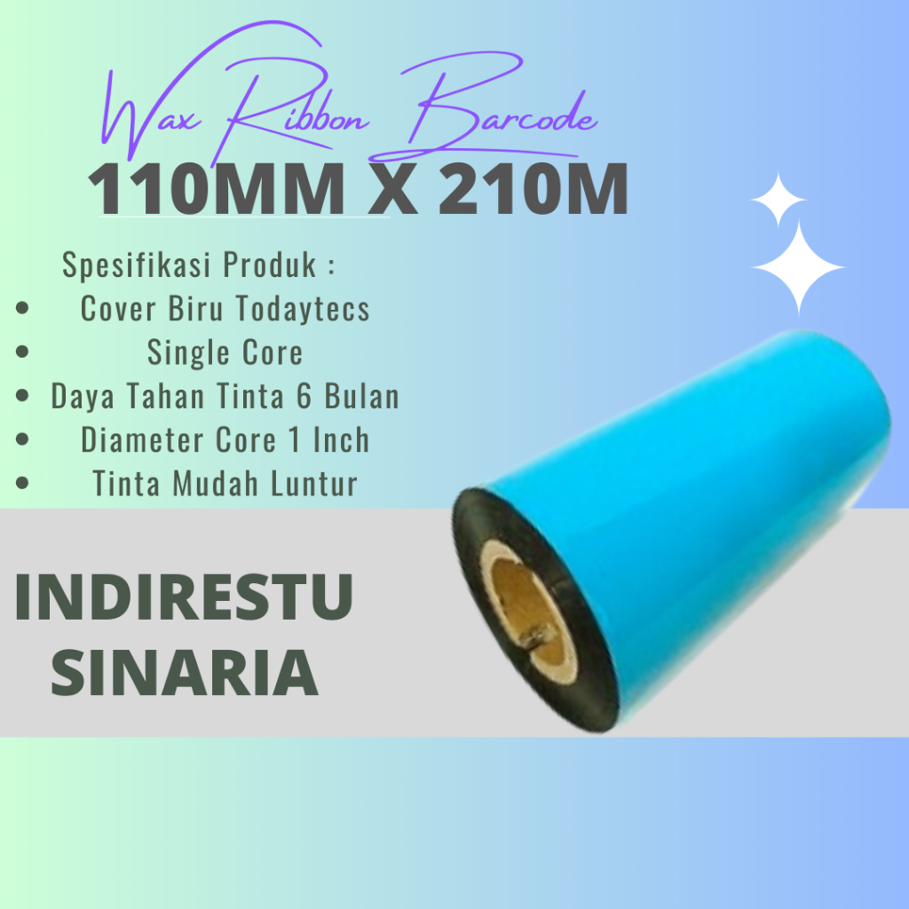 Ribbon Barcode Wax / Wax Ribbon Barcode 110 MM x 210 M Face Out