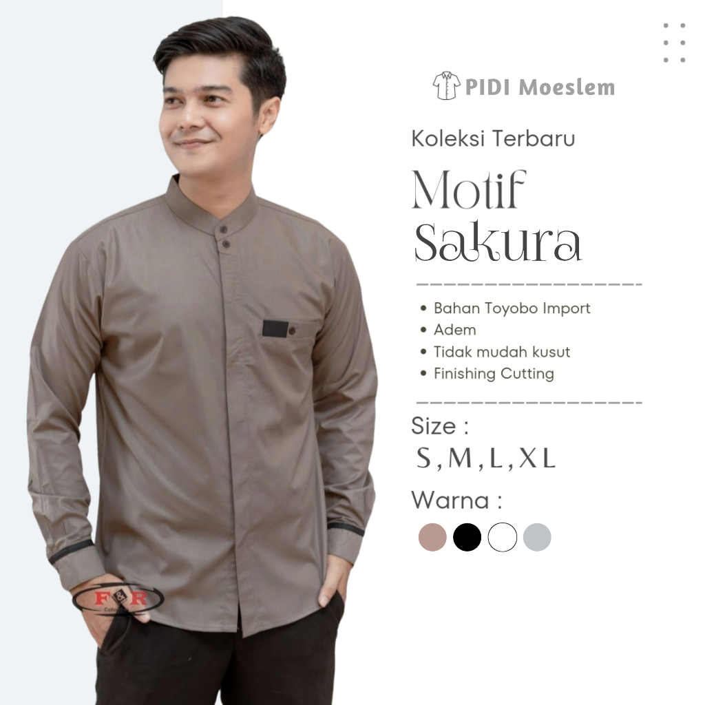 Kemeja Koko Pria Dewasa Lengan Panjang Bahan Toyobo Import Motif Sakura