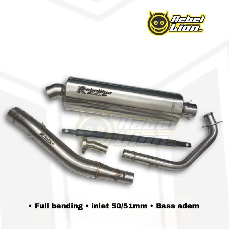 Knalpot racing bass adem gsx,cbr150r,R15,Vixion fullset fullsystem original Rebellion