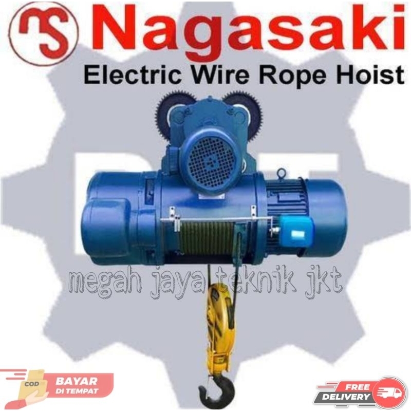 ELECTRIC HOIST WIRE ROPE CRANE 3 TON X 12 METER 380V / 3 PHASE NAGASAKI JAPAN