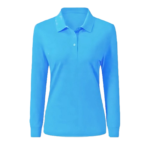 KAOS KERAH POLO LENGAN PANJANG POLOS / KAOS SERAGAM LENGAN PANJANG WANITA UKURAN LENGKAP / BIRU LAUT