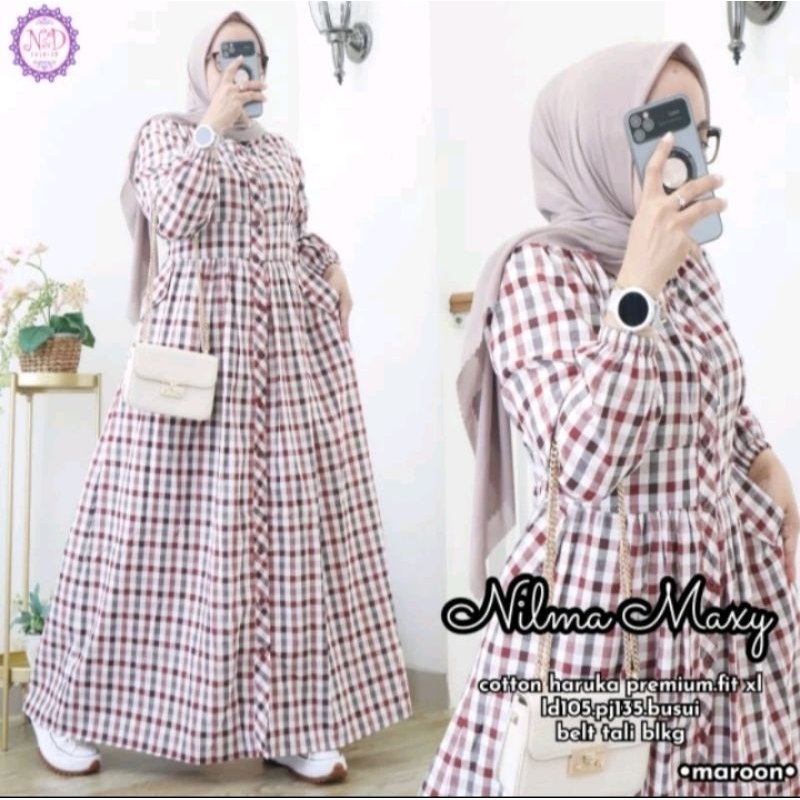 Nilma maxy dress motip kotak