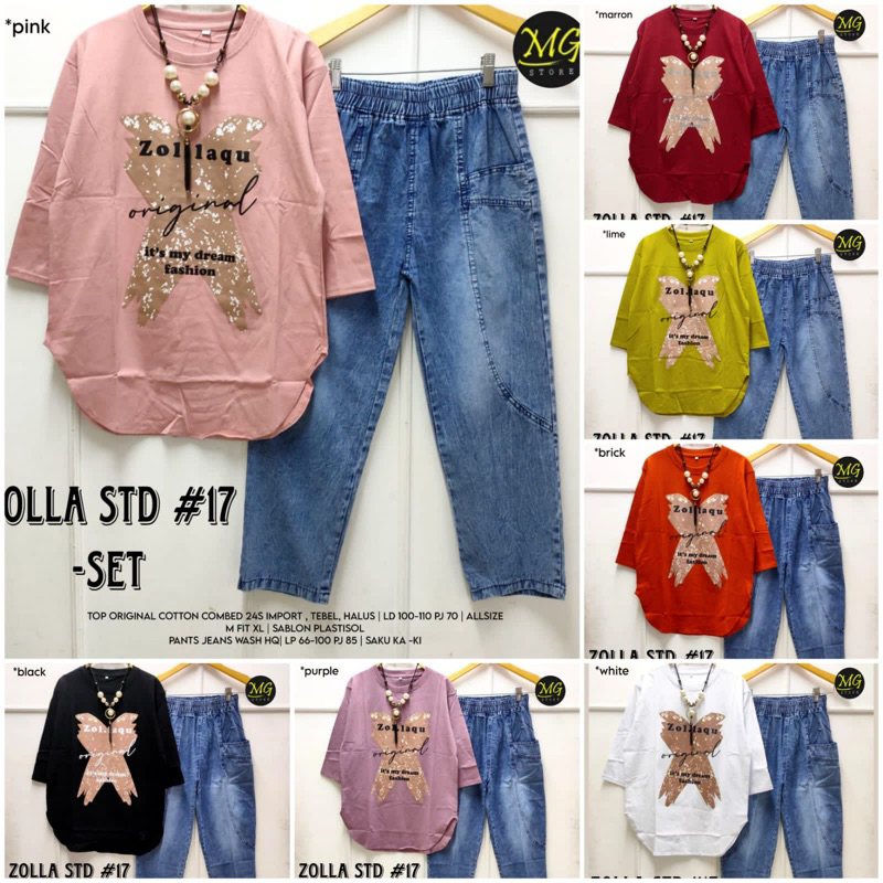ZOLA SET KAOS CELANA JEANS WANITA