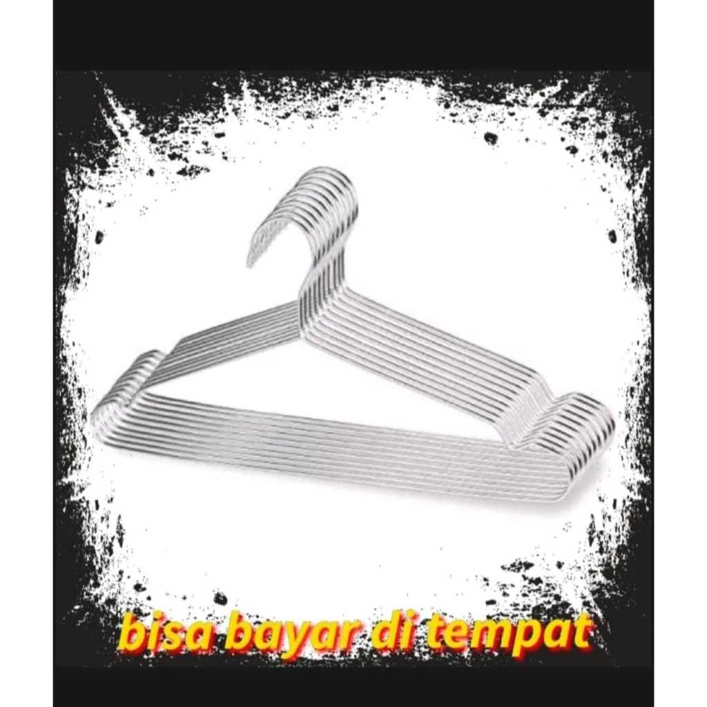 Hanger Baju / Kawat Hanger / Hanger Stainless SUPER JUMBO TEBAL, JUMBO, DEWASA, DAN ANAK 12 PCS / 1 lusin