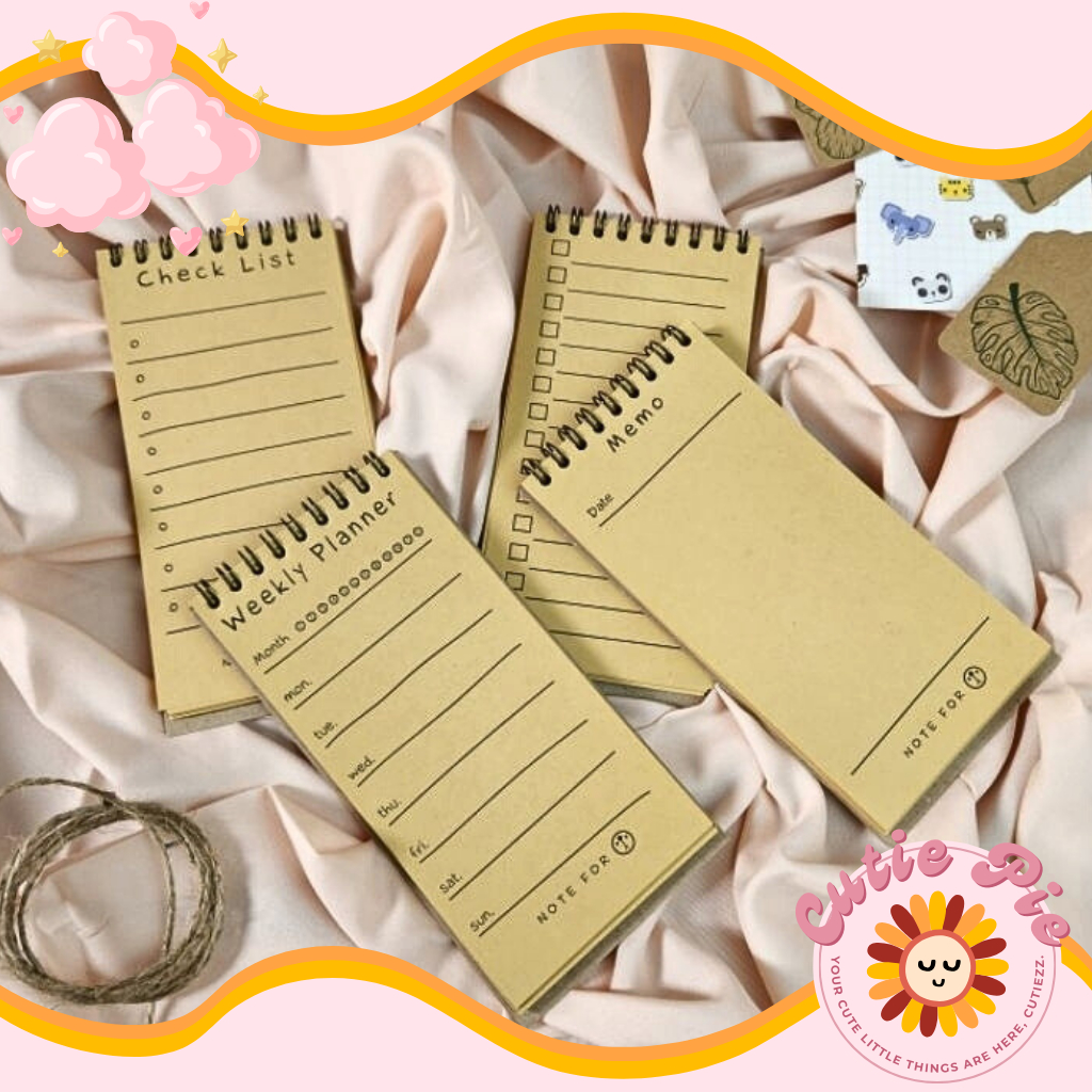 

NOTEBOOK MEMO TO DO LIST SPIRAL NOTEPAD WEEKLY PLANER CHECK LIST SMALL NOTE BOOK CRAFT BROWN PAPER AESTHETIC VINTAGE BUKU CATATAN KERJA AGENDA HARIAN KECIL KERTAS KRAFT COKLAT 50 LEMBAR 80 GSM