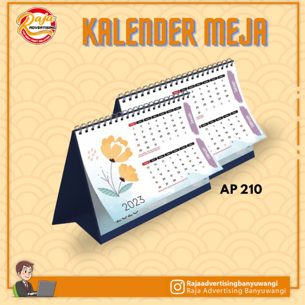 

Kalender Duduk Custom Kertas AP 210, lembar A5 klep spiral Minimal order 50 pcs