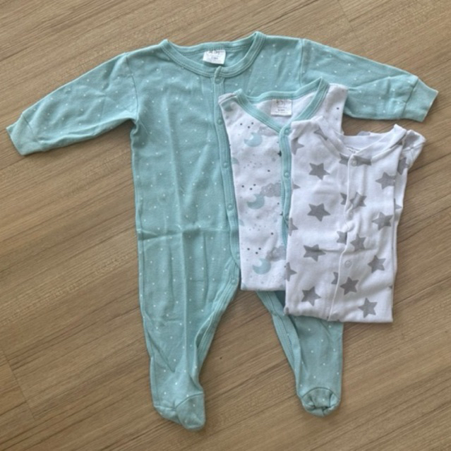 Preloved 3 Sleepsuit Piyama Bayi Lengan Panjang Little Duck 6-9m