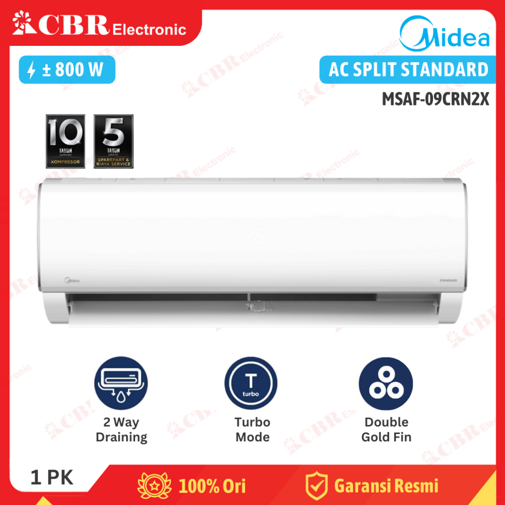 AC Split MIDEA Standard 1PK MSAF-09CRN2X (Indoor&Outdoor Goldfin) R32 - Batam