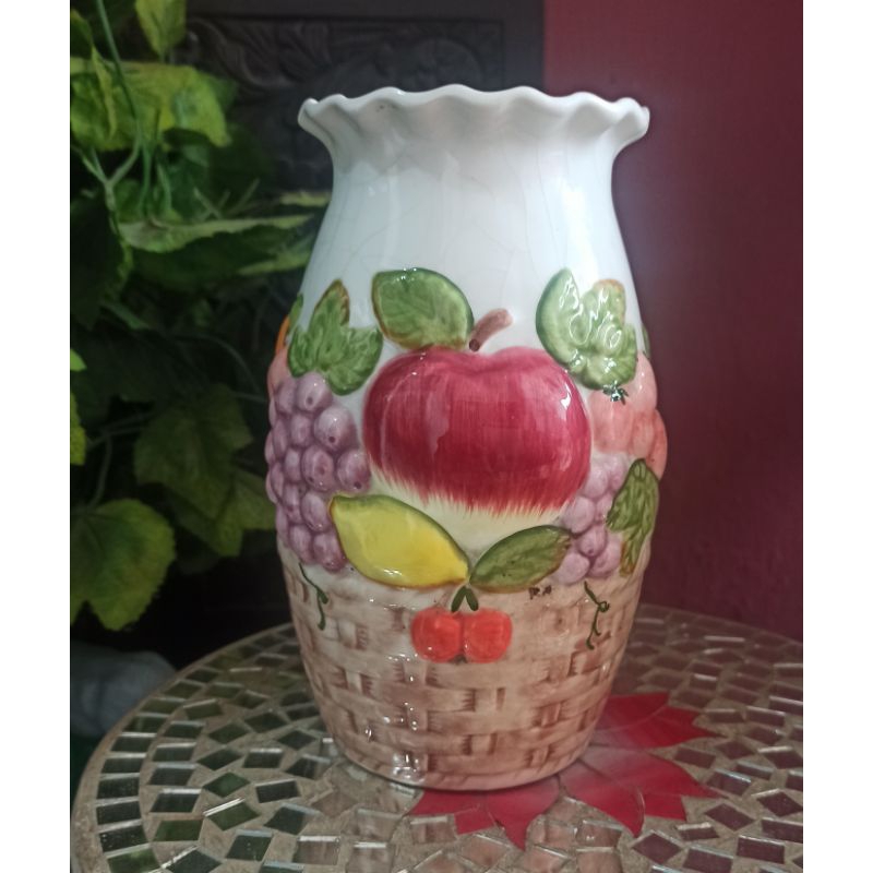 Vas bunga /Guci keramik porselen  Antik Jepang Vintage pecah seribu langka Tinggi: 21cm