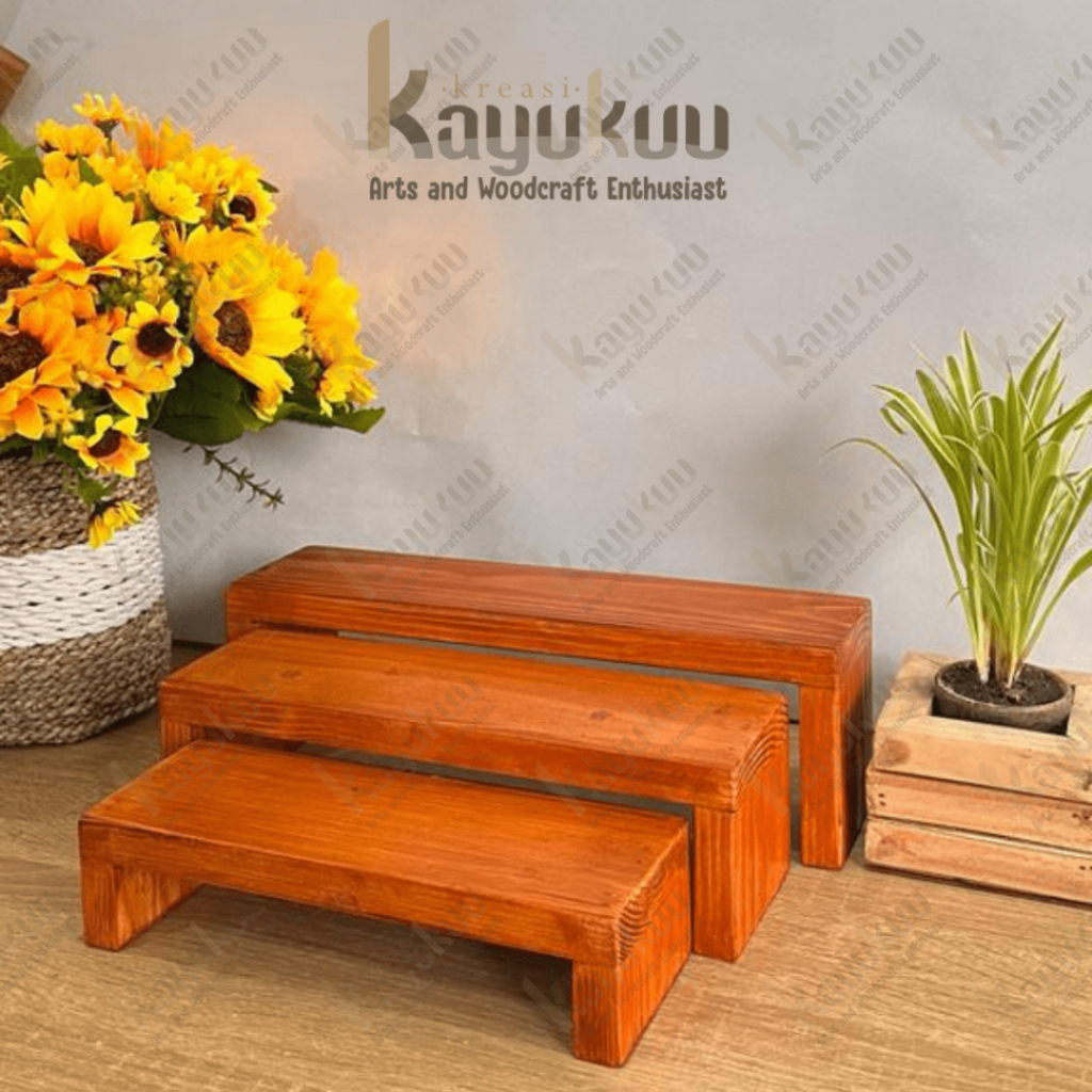 Kreasikayukuu Rak Serbaguna Kayu 3 susun Furniture Serbaguna (1 set 3pcs)