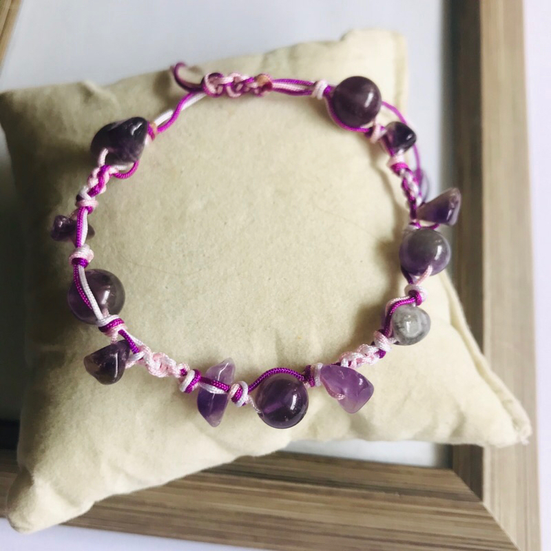 Bracelet / Gelang / Batu Agate Ungu / Kecubung Ungu / Wanita