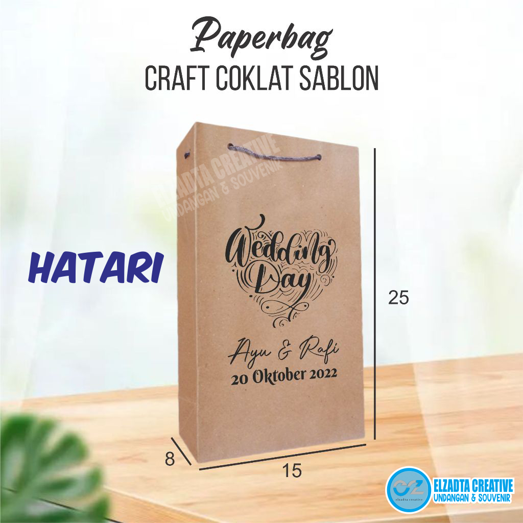 

PAPER BAG COKLAT SABLON/TAS KERTAS SOUVENIR ASUL ASUL PERNIKAHAN BABYBORN ULANG TAHUN BAHAN KRAFT 125 GSM