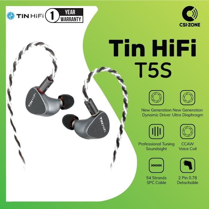 Tin HIFI T5S New Generation Dynamic Driver In Ear Monitor Earphone