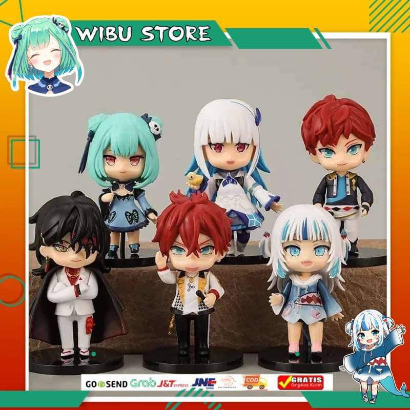 Action Figure NIJISANJI HOLOLIVE Gawr Gura Uruha Rushia Vox Akuma Lize Helesta (CO menggunakan video
