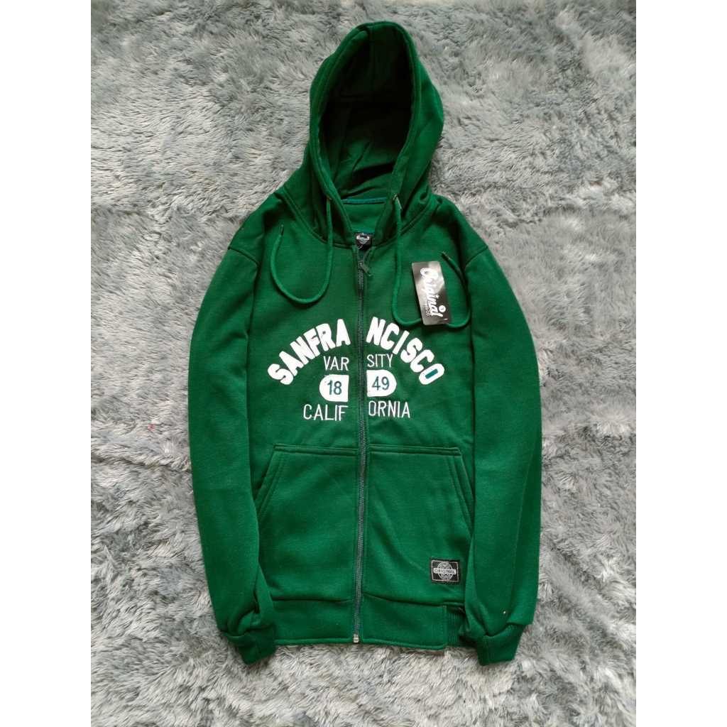sale Hoodie STM Jaket WHO AU Zipper Sanprancisco Hijau Abbu Full Tag Tulisan FULL Bordir Premium