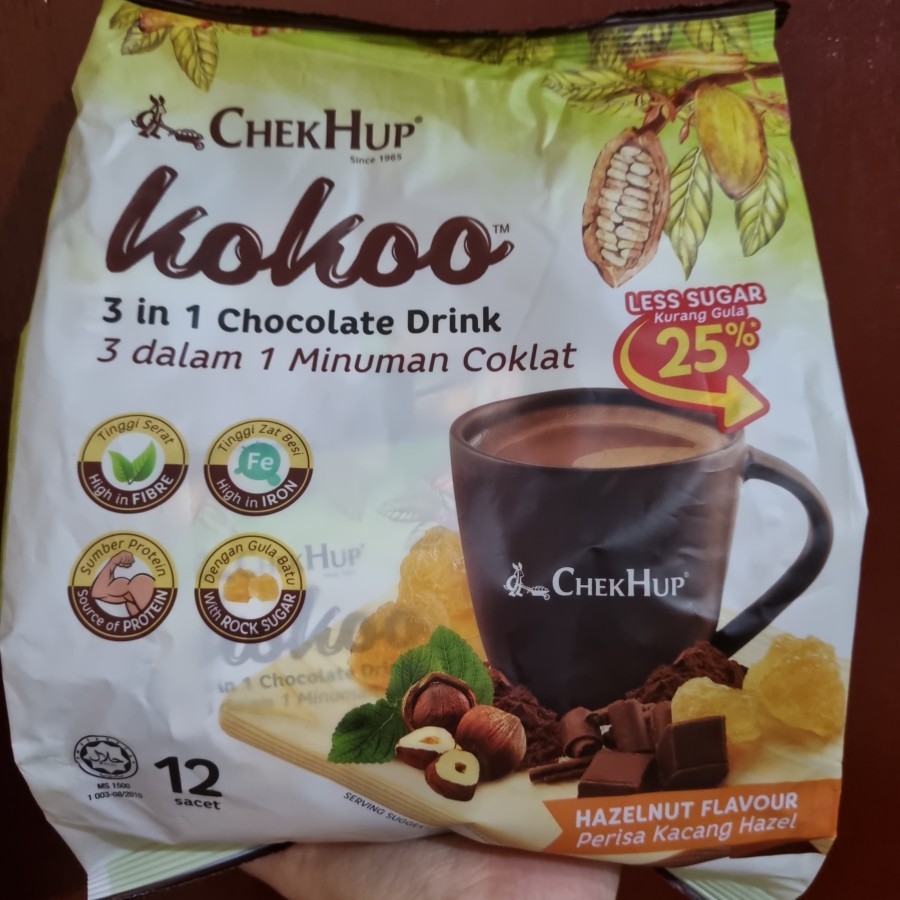 

chek hup kokoo 3in1 chocolate drink with hazelnut rock sugar gula batu
