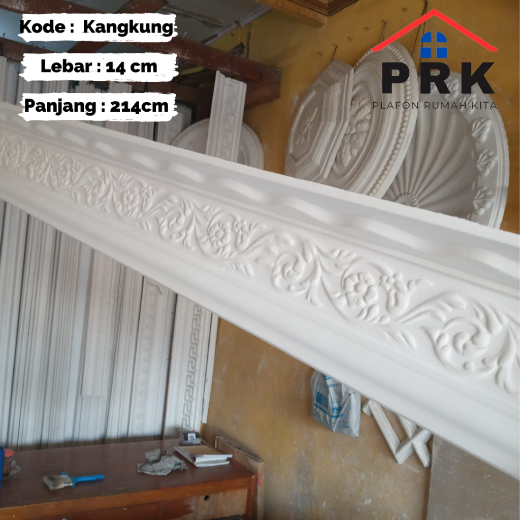 Lis List Gypsum Gipsum Motif bunga kangkung gelombang 14 cm Plafon ornament dekoratif untuk Interior