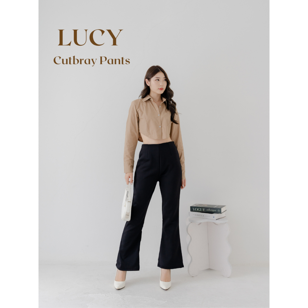 Duvelle Lucy Flare Pants / Kulot Scuba Cutbray / Kulot Polos / Kulot Karet / Celana Scuba