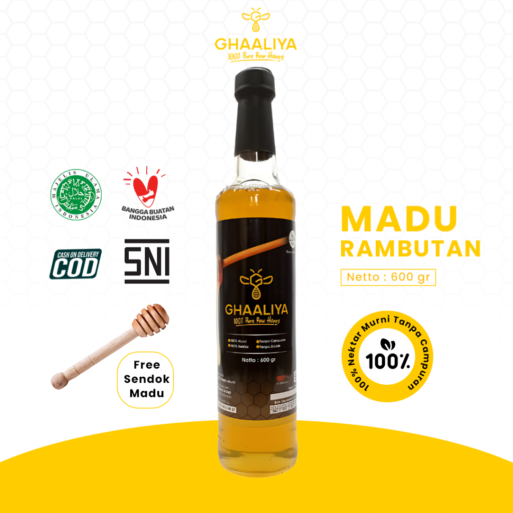 

Madu Asli Nektar Rambutan 600Gr Murni Alami Tanpa Campuran Teruji Lab SNI Tingkatkan Stamina