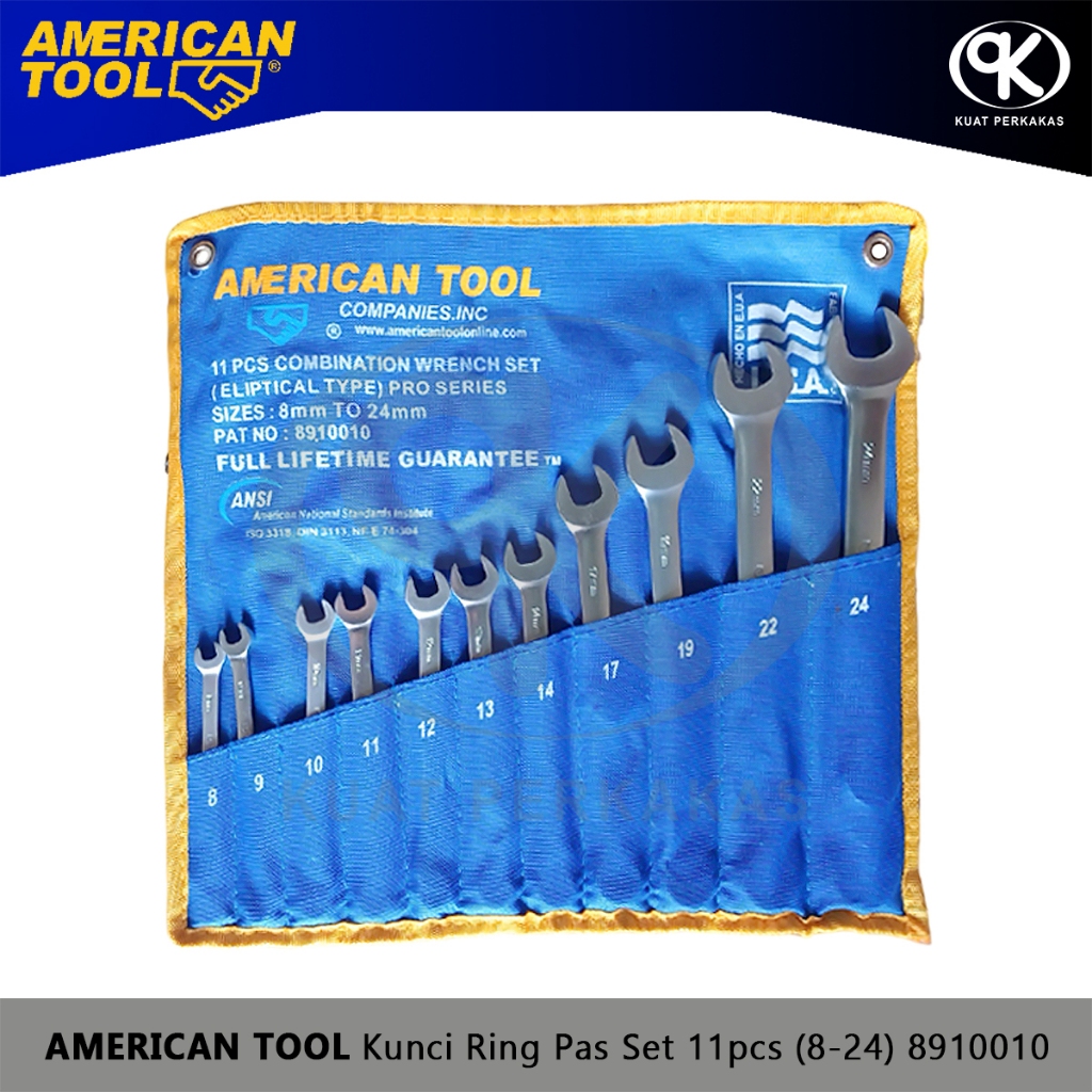 Kunci Ring Pas Set 11pcs 8-24mm AMERICAN TOOLS Wrench Set - 8910010