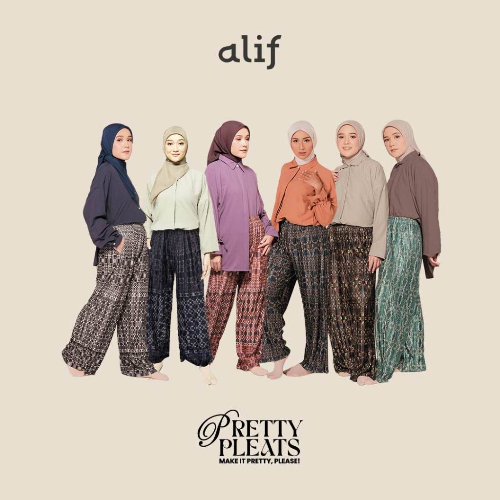 Alif Modern Wear - Pretty Pleats Celana Kulot Pleats Plisket Motif - Kaleidoscope Collection