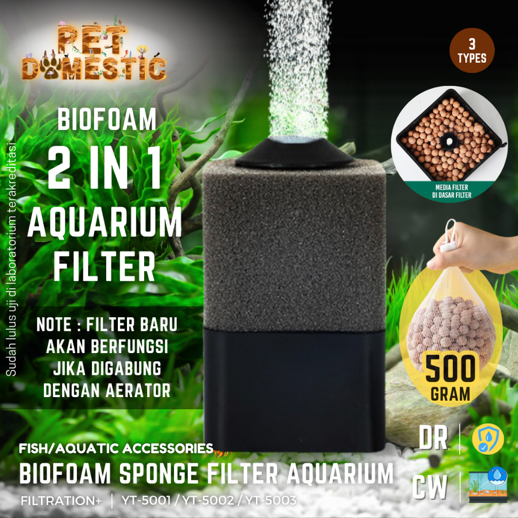 2IN1 BIO FOAM MEDIA FILTER AQUARIUM SPONGE BIOFOAM BUSA S M L MINI BESAR AERATOR AIR AKUARIUM AQUASC