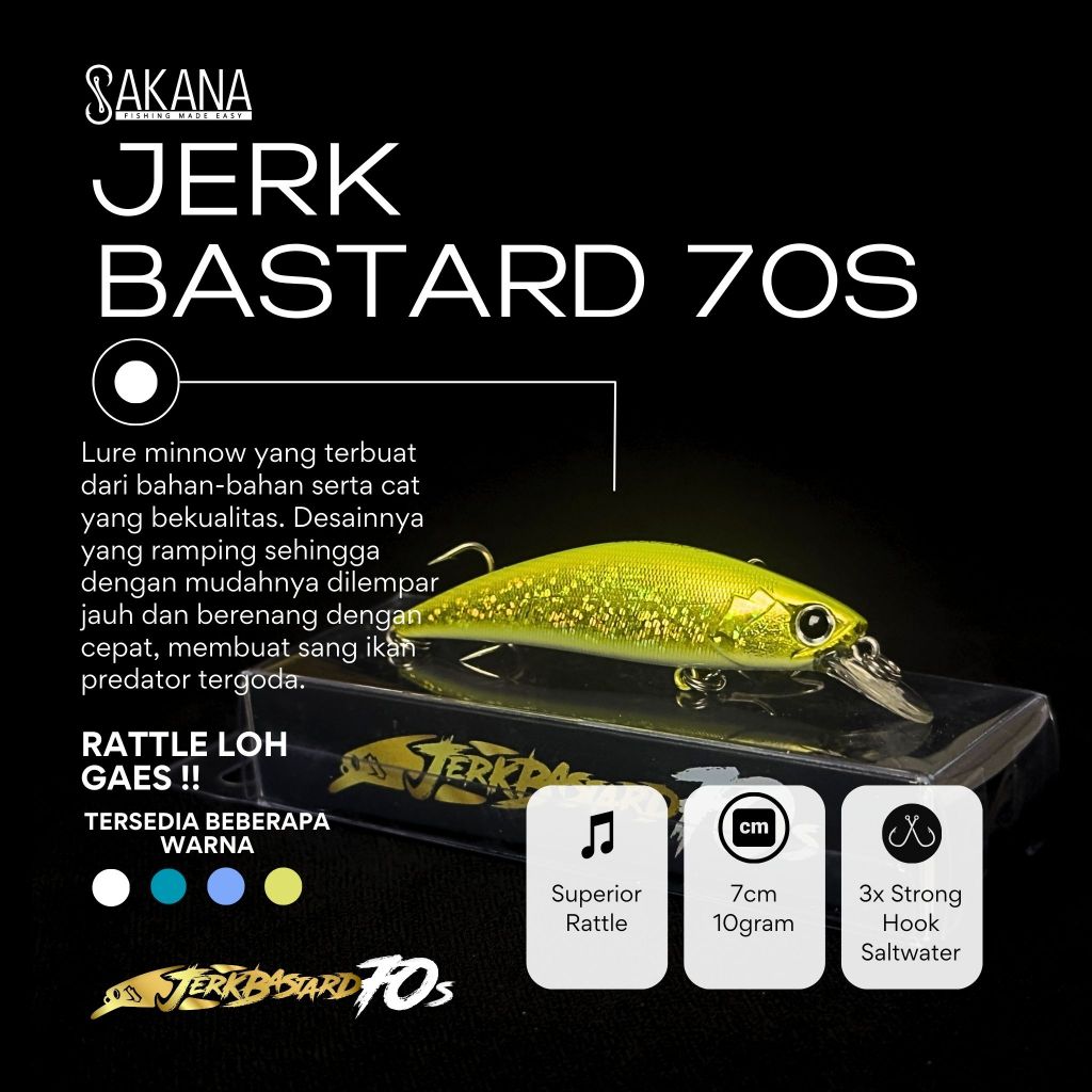 Lure Sakana Jerkbastard 70s Minnow Sinking