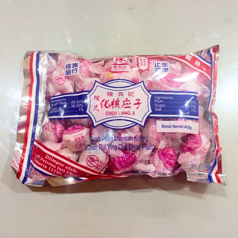 

Buah Plum Manisan Kering / Chan Pui Ying Che Dried Plum merek Chen Liang Ji 400 gram