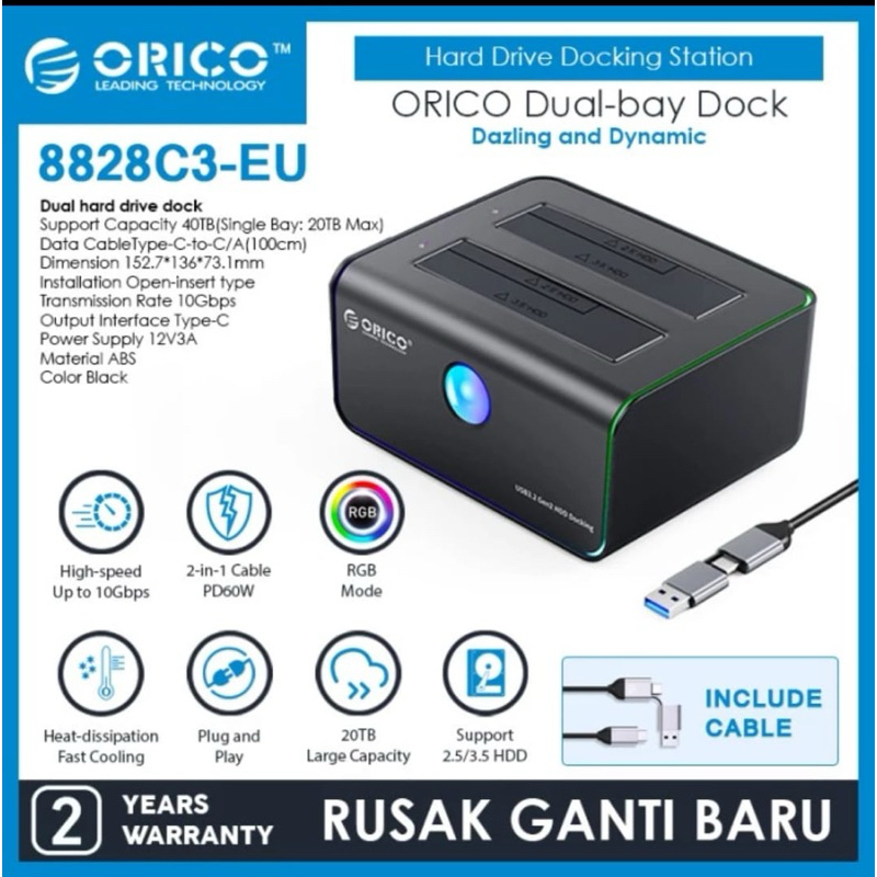 Orico Dual Bay Dock 8828C3-EU