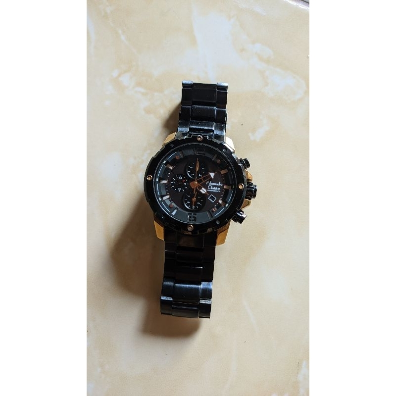 Jam Alexandre Christie 6410 Hitam rosegold second