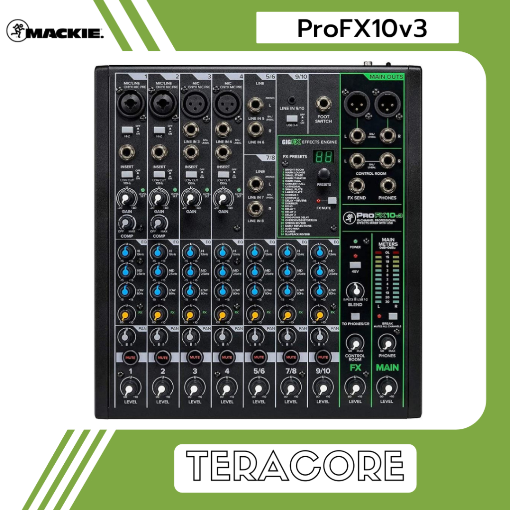 Mackie ProFX10 v3 ProFX10v3 10 in 4 Analog Mixer Channel USB Audio Interface 24 Effects