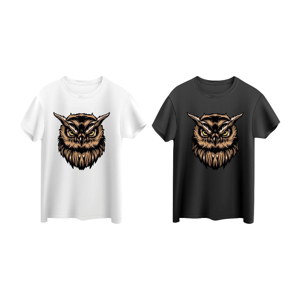 (88004) - ANGRY OWL Promo Cetak Kaos Custom Printing Kaos Cotton Combed 24s DTF